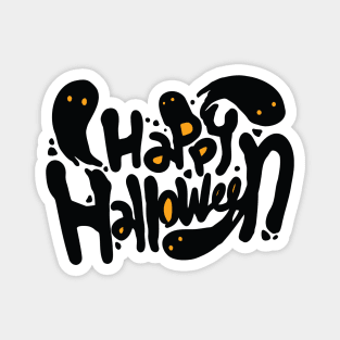 Happy Halloween Ghosts Modern Text Magnet