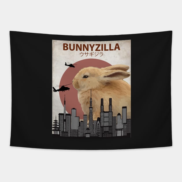 Bunnyzilla - Giant Bunny Rabbit Tapestry by Animalzilla