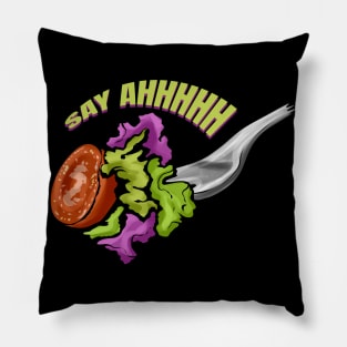 Say Ahhhhh, Fork With Veggies For Vegan Pillow