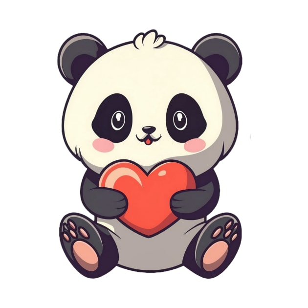 A cute panda bear with heart by culturageek