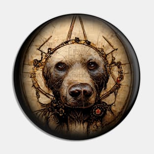 Labrador Retriever Surreal Steampunk Artwork, Dog Lover Pin