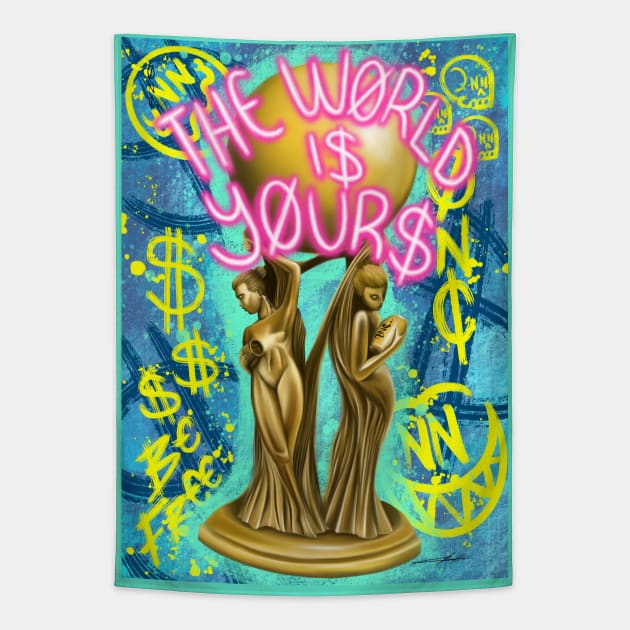 THE WORLD IS YOURS Tapestry by ONC