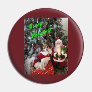 Merry Christmas Papillon Pin