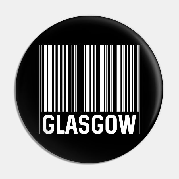 Glasgow Bar Code Design (White) Pin by MacPean