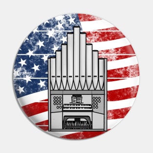 Church Organ USA Flag Organist Musician 4th July Pin