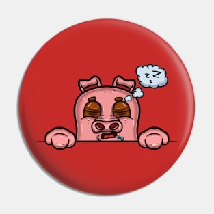 Pig Cartoon With Sleep Face Expression Pin