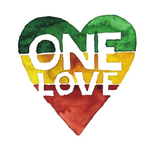 One Love Music Rasta Reggae Heart Peace Roots T-Shirt