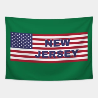 New Jersey State in American Flag Tapestry