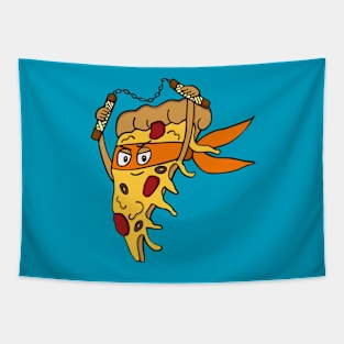 Orange Ninja Pizza Tapestry