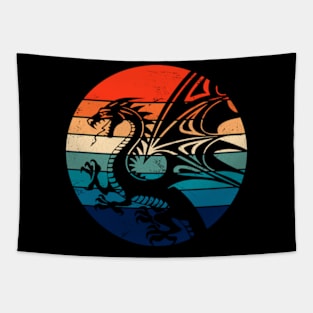 Retro Sunset Dragon Vintage Komodo, Year of the Dragon 2024, Happy New Year 2024 Tapestry