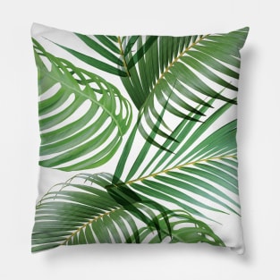 Tropical Palm Fern Monstera Leaves Pillow