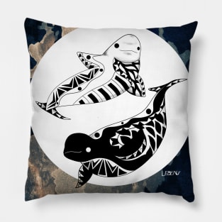 the lovely beluga twins whale ecopop Pillow