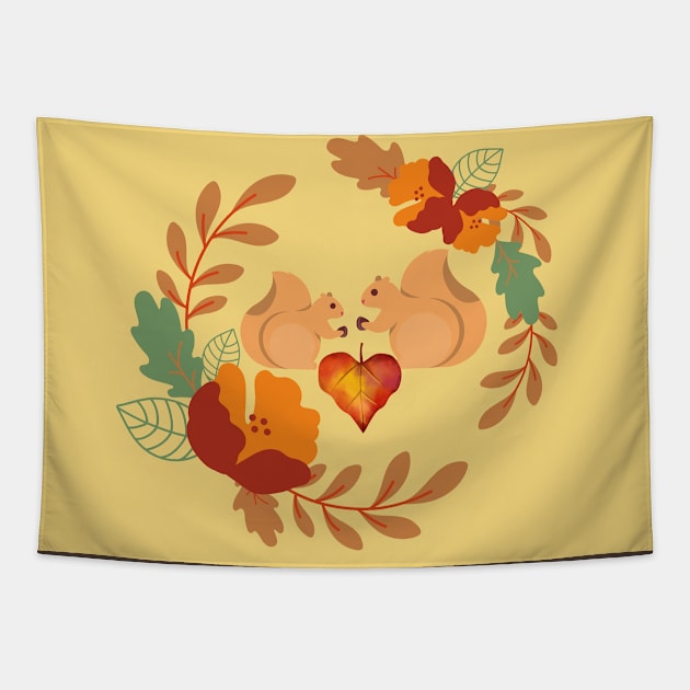 Squirrels in love Tapestry by SisiArtist