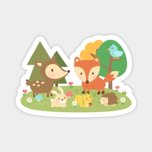 Cute Woodland Animals For Kids Magnet