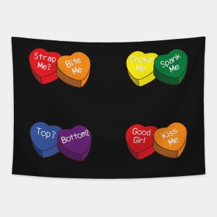 Valentines Rainbow Girl Pride Heart Shape Candy Sticker Pack Tapestry