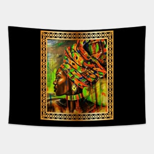 African Woman with Kente Pattern, African Artwork Tapestry