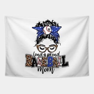 Loud And Proud Baseball Mom Messy Bun Leopard Baseball Mom Mother's Day Tapestry