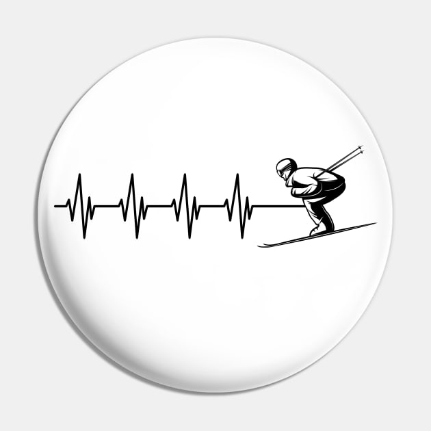 Skier Hearbeat Pin by KC Happy Shop