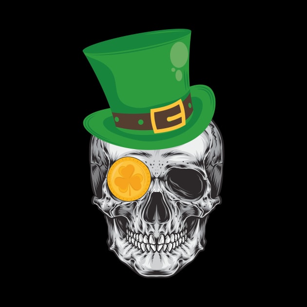 Lucky Coin Irish Leprechaun Skull Saint Patrick's Day by Quotes NK Tees