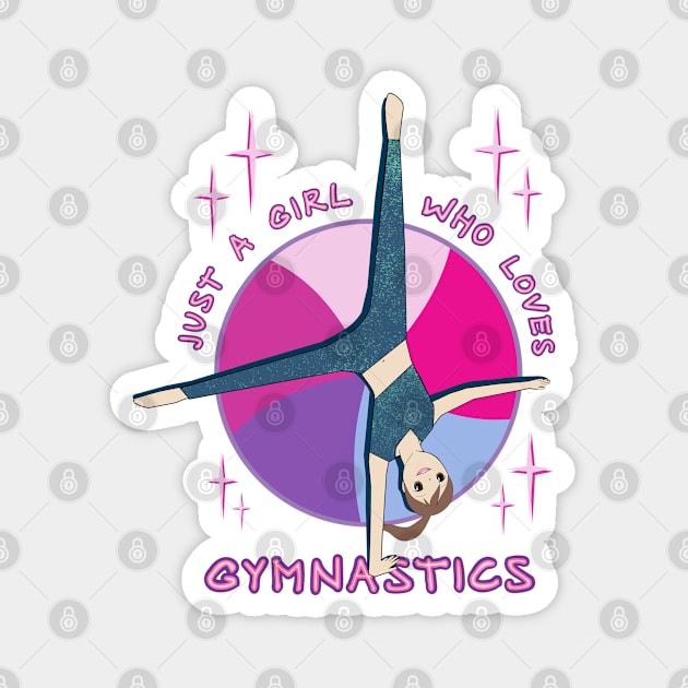 Funny Gymnast Anime Girl Cartwheel Gymnastics Stars Magnet by French Salsa