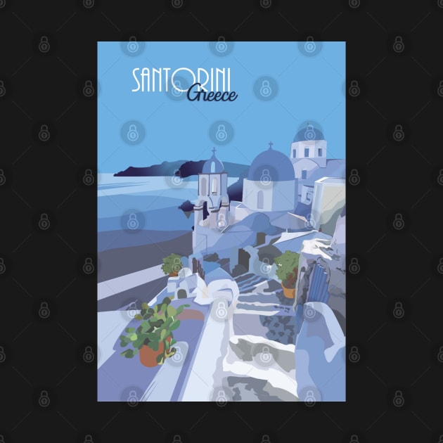 Santorini Greek Summer Holiday Illustration by Holailustra