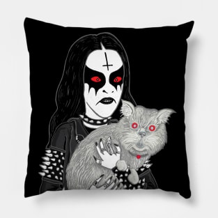 Metal Head with a Cat 2020 Miskeldesign Pillow