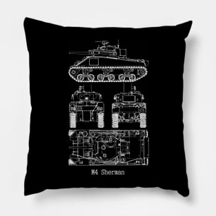 M4 Sherman | World War 2 Vehicle Blueprint Pillow