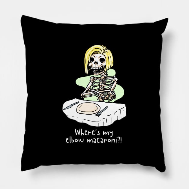 elbow macaroni skeleton funny Pillow by Moonwing