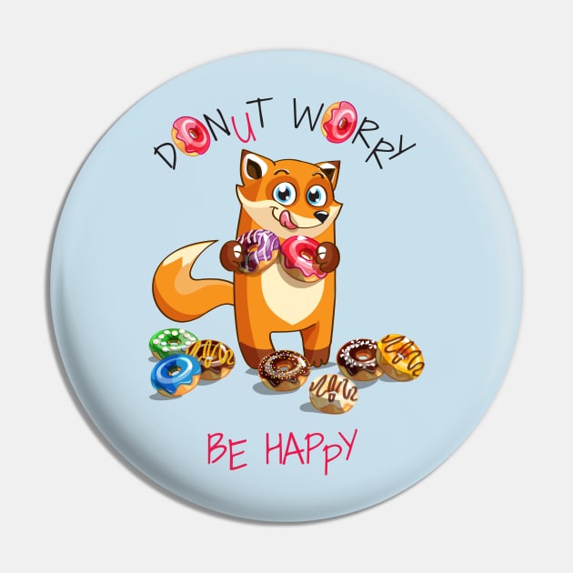 Fox donut worry Pin by Mako Design 