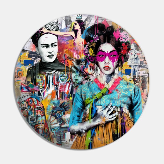 Frida Kahlo & Girl pop art Pin by christian@heltsort.com