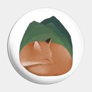 sleeping fox landscape illustration Pin