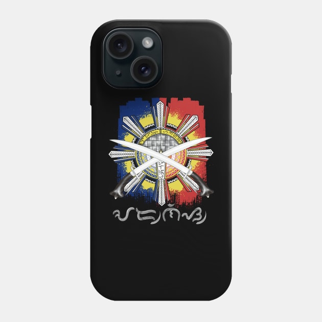 Philippine Flag Sun/ Ginunting sword/Baybayin word Arnis Phone Case by Pirma Pinas