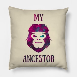 Green and Red Emerald Face of a Monkey Ancestor Pillow