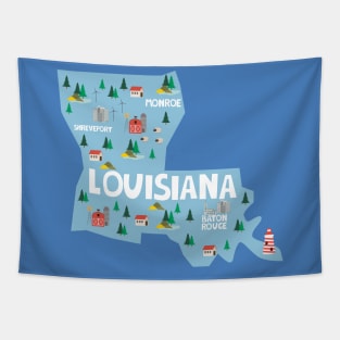 Louisiana Illustrated Map Tapestry