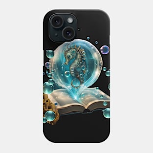 Cute seahorse comes out of a storybook Phone Case