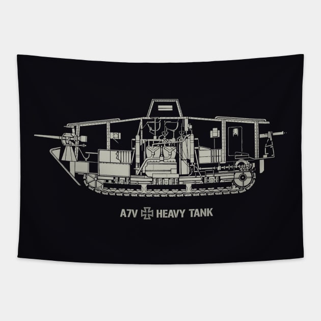 A7V Heavy Tank - WW1 Tapestry by Distant War