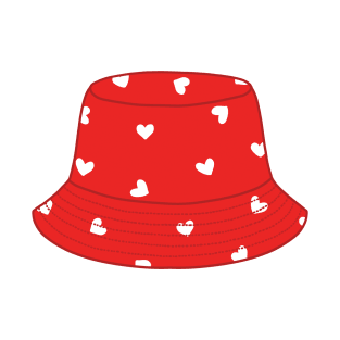 Red bucket hat with white hearts T-Shirt