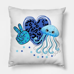 Peace Love Jelly Fish Animal Sea Pillow