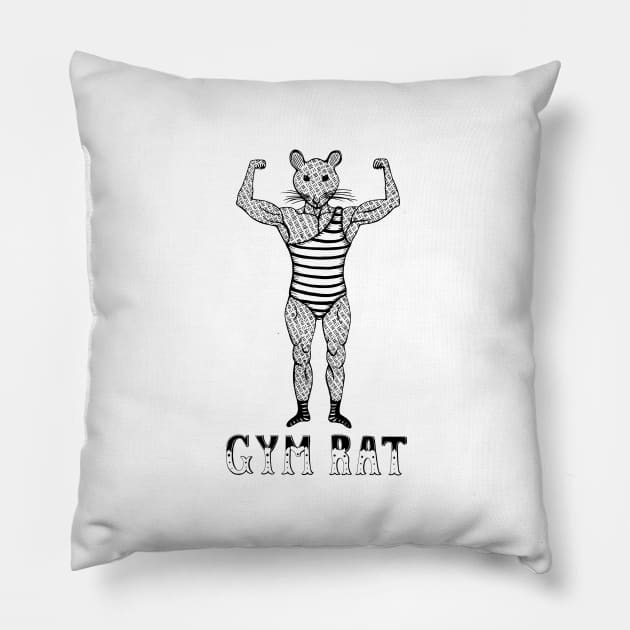 Strongman Bodybuilder Gym Rat - Line Drawing Pillow by studiogooz