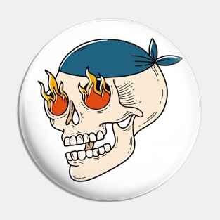 Flaming Skull Pin