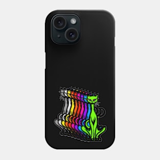 Retro 1970's Funky Groovy Multicolored Cats in a row Phone Case