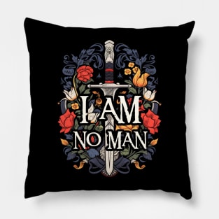 I am no man - Sword and Flowers - White - Fantasy Pillow