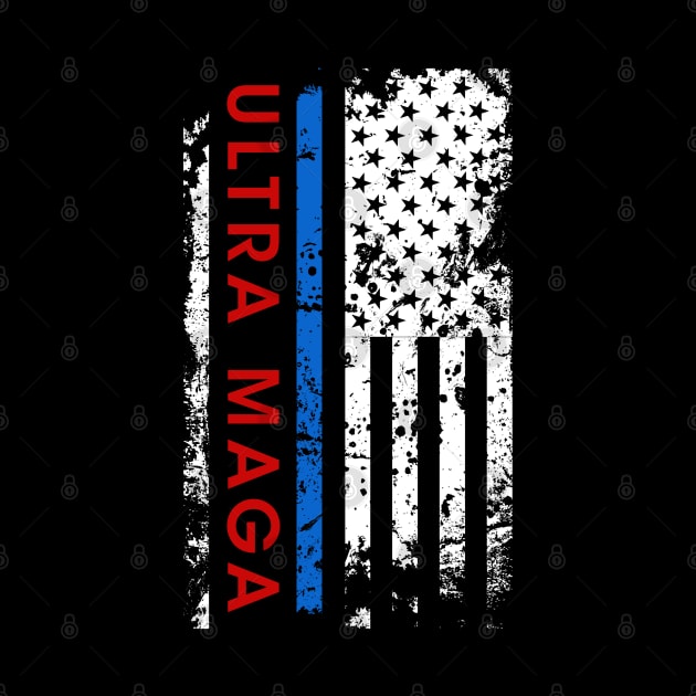 Ultra MAGA Ameracan Flag Red White Blue by wonderws