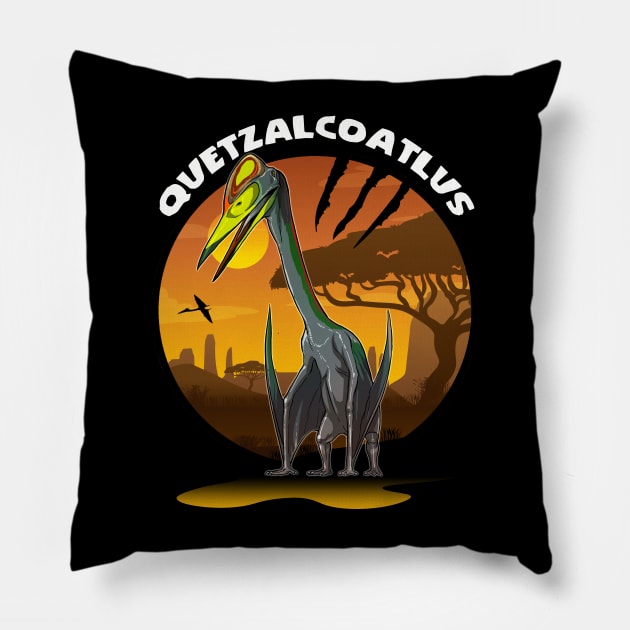 Quetzalcoatlus Prehistoric Design With Background Pillow by Terra Fossil Merch