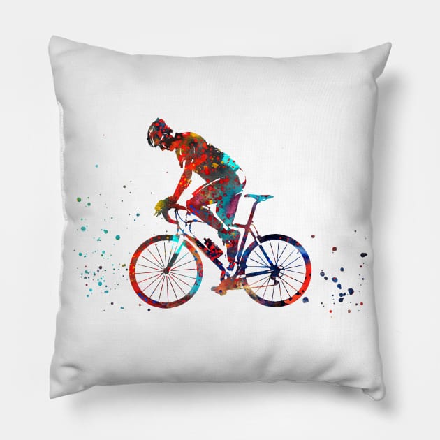 Road cycling Pillow by RosaliArt