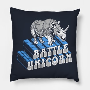 Battle Unicorn! Funny Vintage Armored Rhino Distressed Silly Pillow