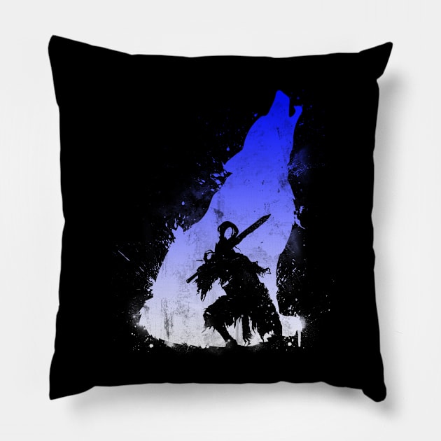 The Walker of abyss white and blue Pillow by Taki93