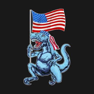 USA Flag Funny 4th Of July Dinosaur- Amerisaurus T Rex T-Shirt