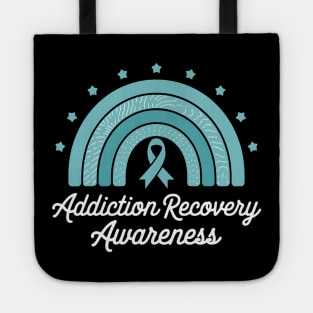 Addiction Recovery Awareness Teal Ribbon Rainbow Support Tote
