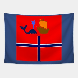 Sporty Norway Design on Blue Background Tapestry